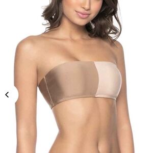 PilyQ Sandstone Two-Tone Bandeau Bikini Top And Bottom